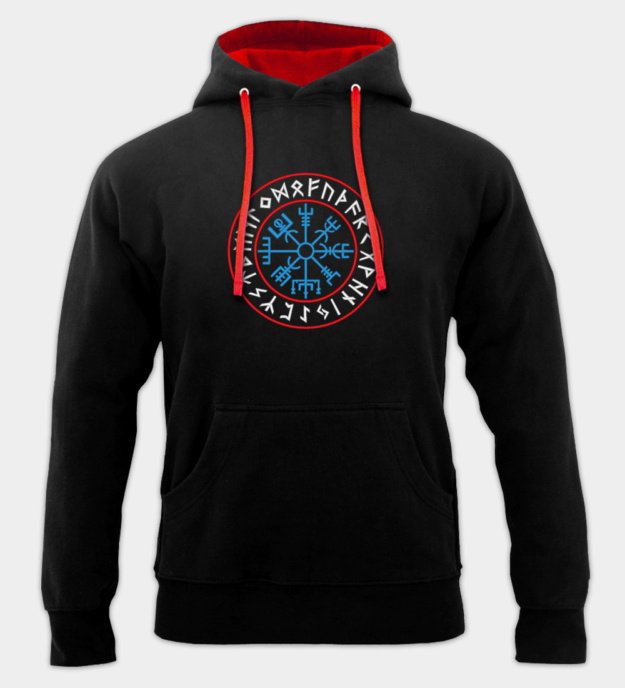 Felpa con cappuccio ricamata Vegvisir